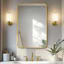 Delma Bathroom Mirror, Black Framed Bathroom Mirror for Over Sink, High-Definition Vanity Mirror, Versatile Mirror for Bathroom, Hangs Horizontally or Vertically(30x20, Gold)