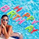 Shappy Happy Birthday Pool Large Floating Letter Balloons with Adhesive Dots Inflatable Pool Decorations for Summer Birthday Party, 30''