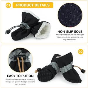 Dog Snow Boots, Dog Shoes for Winter, Dog Winter Boots for Small And Medium Dogs Puppies, Dog Boots & Paw Protectors with Anti-Slip Sole and Plush, Pack of 4 (Size 7)