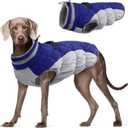 FUAMEY Dog Coat for Large Dogs,Waterproof Dog Winter Jacket with Harness Built in Puppy Cold Weather Coats Reflective Pet Vest with Zipper Warm Fleece Dogs Snowsuit Windproof Blue L (L(chest:24in))