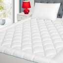 Queen Mattress Pad Extra Thick Cotton Mattress Topper Quilted Fitted Mattress Cover 18-22" Deep Pocket Down Alternative Pillow Top Fluffy & Breathable (60x80 Inches, White, Thick)
