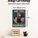 Black Cat Bathroom Decor  Are You Pooping Cat Sign, Vintage Cat Wall Decor Art for Home, Apartment, Restroom, Quirky Retro Bathroom Poster for Cat Lovers by Opix Design