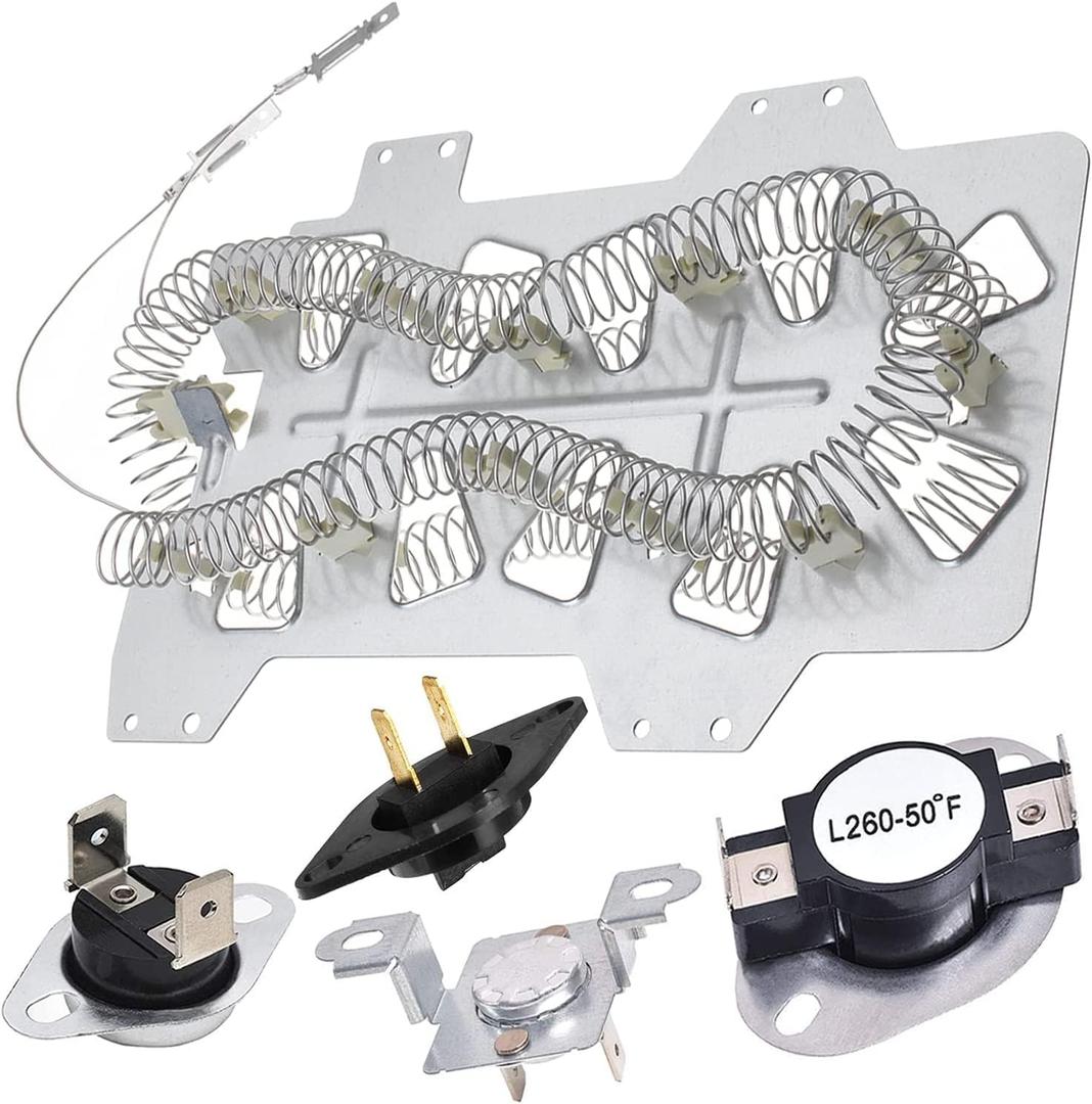2025 UPGRADE Dryer Heating Element for Samsung dv42h5000ew/a3 dv45h7000ew/a2 dv48h7400ew/a2 DC47-00019A Dryer Heating Element DC47-00018A Thermostat DC47-00016A DC32-00007A DC96-00887A Thermal fuse