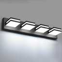 IZORRO LED Modern Bathroom Lights Fixtures(4-Light,Dimmable,360°Rotate),Matte Black Acrylic Wall Lighting,Vanity Lights for Bathroom Over Mirror - 6000k 24In （No Assembly Required）
