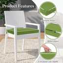 Basic Beyond Outdoor Chair Cushions for Patio Furniture, Waterproof Outdoor Seat Cushions Set of 4 19 x 19, Patio Chair Cushions Set of 4 with Ties and Handle, Grass Green/White