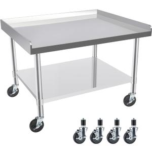 Commercial-Grade Stainless Steel Workstation Table with Under Shelf & Lockable Casters (30"x36"x26")