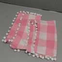 Buffalo Check Throw Pillow Covers with Pom Poms Cotton Retro Farmhouse Gingham Cushion Case for Sofa Couch Car Plaid Decorative Set of 2 Square Pillowcase 12" x 12" Pink White