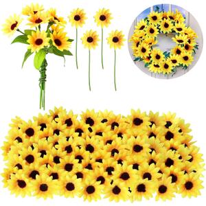 50 Pcs Mini Artificial Sunflower Heads with Iron Stems for Home Party Decoration Wedding Decor, Bride Holding Flowers Centerpieces Wreath Garden DIY Art Decor Crafts(1.57 Inch) 50 Pcs Mini Artificial Sunflower Heads with Iron Stems for Home Party Decoration Wedding Decor, Bride Holding Flowers Centerpieces Wreath Garden DIY Art Decor Crafts(1.57 Inch)