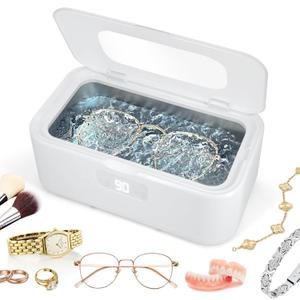 Ultrasonic Jewelry Cleaner 49kHz 40W Professional Sonic Cleaner, 27oz 304 Stainless Steel Tank, 5 Modes Digital Timer, Ultra-Quiet for Eyeglasses, Watches, Dentures & Rings