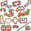 30 Pack Wacky Tracks Snap and Click Fidget Toys Bulk for Party Favors Puzzles Kids, Back to School Students Gift, Classroom Rewards, Birthday Goodie Bag Fillers, Rainbow Toys for Boys & Girls