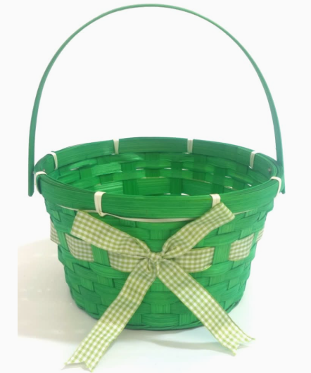 Holiday Home Solid Bamboo Basket, 8.5 in, Green, 2 Pack