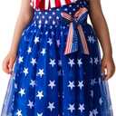 Toddler Girls Tulle Dress Floral Roses One Shoulder Ruffles Sundress | Sleeveless breathable bodice cool & comfy all day. Party-to-play versatile from celebrations to daily fun (Blue)