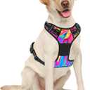 Rnivvi No Pull Dog Harness, Cute Reflective Large Sized Puppy Harness, Adjustable Soft Padded Vest for Large Dogs, Heavy Duty Pet Vest with Easy Control Handle for Walking Training, Rainbow Art, L