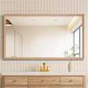 30" x 36" Natural Wood Framed Wall Mirror, HD Rustic Wooden Bathroom Vanity Mirror, Shatterproof, Waterproof, Rectangle Decor Farmhouse, Bedroom, Entryway, Horizontal/Vertical