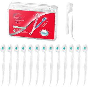 Mini Brushes-Disposable Toothbrushes with Toothpaste Portable for Work Travel Camping Hiking 20pcs (Peppermint, 20)