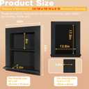 Royxen Recessed Medicine Cabinet 13.8 x 17.8 Inch, Medicine Cabinets, Large Medicine Cabinet, 2-Tier Bathroom Cabinets Wall Mount for Home Storage, Black