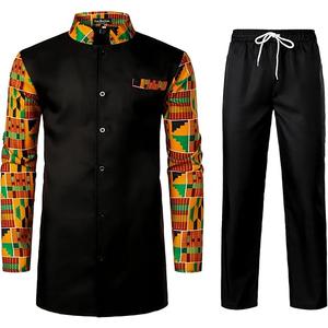 Visit the LucMatton LucMatton Men's 2 Piece Outfits Long Sleeve Button Down African Dashiki Shirts and Pants Set Traditional Ethnic Suits, Medium
