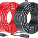 Solar Cable Extension 50Ft 10AWG, Solar Wire with Tool-Free Solar Connectors, Waterproof Solar Panel Extension Cable 6mm, PV Cable 10Gauge for Home Boat RV Solar Panels(50ft)