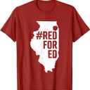 Red For Ed Shirt Illinois State Outline Teacher RedforEd T-Shirt for Men Women Kids, 3XL