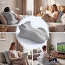 27Ergonomic Contour Pillow-Memory Foam Back Support for Reading,Bed Rest&Post Surgery Recovery,Lumbar & Neck Pain Relief Cushion, One Size