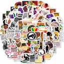 BulbaCraft 100Pcs Black History Stickers for Kids & Adults - Black History Month Stickers, Vinyl, Round, Waterproof, Decorative Laptop Decals, White