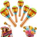 Lenwen 6 Pcs 16'' 24'' Summer Inflatable Maracas Decorations Hawaii Outdoor Indoor Large Inflatable Decor Mexican Party Decor Funny Photo Props for Luna Beach Pool Party Supplies
