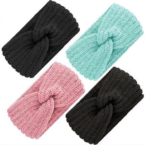 4 Pack Womens Winter Headbands Fuzzy Fleece Lined Ear Warmer Cable Knit Thick Warm Crochet Headband Gifts