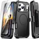 TUTUKII Compatible with iPhone 17 Pro Max Case with Belt Clip Holster, 2X Screen Protector, Shockproof, Compatible with MagSafe, 3Layer, Heavy Duty Magnetic Phone Case Cover, 6.9", Black