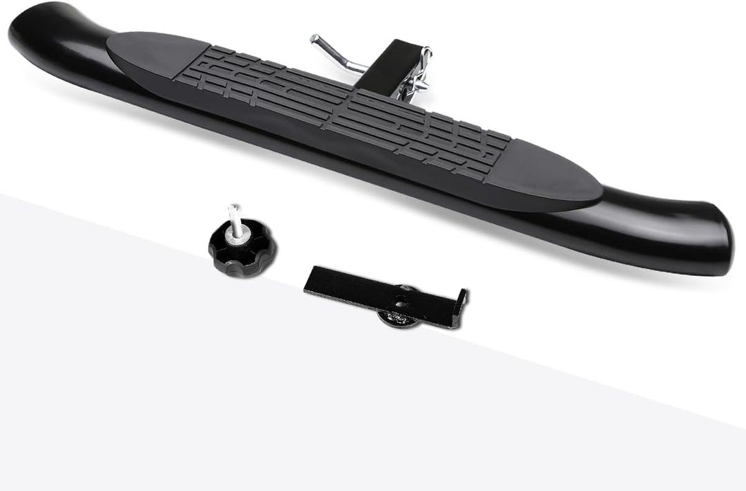 Fits 2" Receiver Universal 37" x 4" Black Steel Oval Curved Hitch Step Rear Bumper Guard for Trailer Pickup Truck