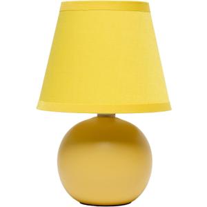 Simple Designs LT1196-YLW 8.66" Chic Little Globe Ceramic Table Lamp with Matching Tapered Shade, for Living Room, Bedroom, Office, Yellow