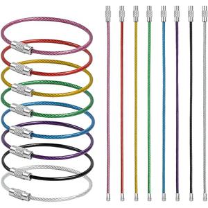 16 Pack Stainless Steel Keychain Set - 2mm Coil Diameter 6in Key Chain for Hanging Luggage Tag, Keyrings, Kitchen utensils, Small Accessories(8 Colors), Pack of 5 