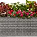 LEWIS&WAYNE Large Rectangular Block Planter Box Handmade Wicker Tall Planters for Outdoor Plants with Removable Liners Modern Planter for Indoor Outdoor Patio Deck - Gray, 30''x12''x16''