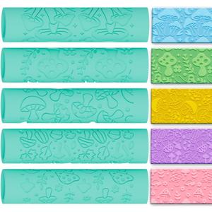 ACRNIGHEET 5 Pcs Polymer Clay Texture Roller, Mushroom Themed Embossing Rollers Pottery Stamp, Like Texture Sheets Work with Polymer Clay Cutters, Clays Jewelry Making Kit with Storage Box (Mushroon)
