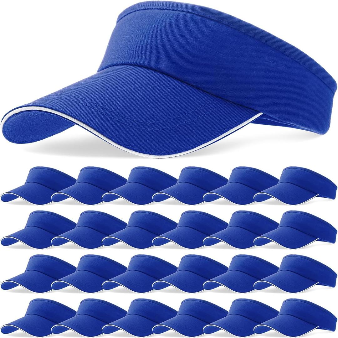 24 Pcs Visor Bulk for Women Sun Hat Visors Hats Sports UV Protection Visor Hat for Men Tennis Baseball Golf Caps Bulk (Blue)
