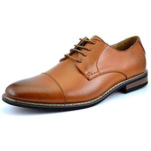Bruno Moda Italy Prince Men's Classic Modern Oxford Wingtip Lace Dress Shoes (9.5 Wide, Brown)