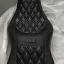 HDBUBALUS Motorcycle One-piece Seat Driver& Passenger Seat Fit for Harley Softail Low Rider FXLR FXLRS FXLRST 2018-later (#2 Seat w/Pad-Rhombus)