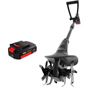 MZK 20V Cordless Tiller Cultivator with Steel Tines,8-inch Wide Battery Powered Garden Cultivator, 360RPM Electric Tiller for Lawn/Gardening/Soil Cultivation(2AH Battery&Charger Included),TC08D01