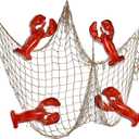 Silipull 5 Pcs Crawfish Balloons Decorative Fishing Net Set Lobster Foil Balloons Crawfish Boil Party Supplies for Under The Sea Animal Pirate Birthday Party Decorations