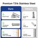 LuckIn 120 Pack Stainless Steel Protector Sleeves Cable Railing Hardware Kit for 1/8" Wire Rope Deck Cable Railing, Wood Posts, T316 Marine Grade Cable Railing Protective Sleeves