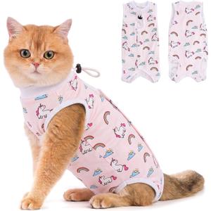 Avont Cat Recovery Suit - Kitten Onesie for Cats After Surgery | Stop Licking, Protects Stitches, M: Neck 9.5"-11"/Chest 13.7"-15.4"/Back 10.4", Soft & Breathable, Hook & Loop, Cute