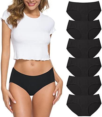 Wealurre Cotton Bikini Women's Breathable Panties Seamless Comfort Underwear, Black, S