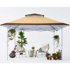 COOSHADE 13x13Ft Pop Up Canopy Tent Instant Folding Shelter 169 Square Feet Large Outdoor Sun Protection Shade(Beige)