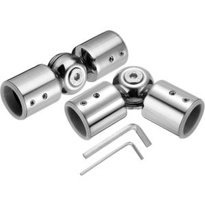 uxcell 2pcs Corner Curtain Rod Connector, Hinged Elbow Connector Curtain Rod Corner Connector with Hex Wrench for 1 Inch OD Bay Window Curtain Rods, Silver