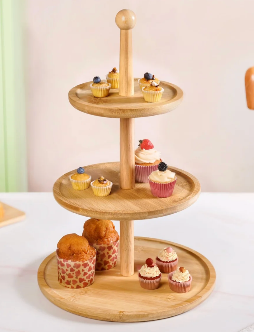 3 Tier Bamboo Cupcake Stand