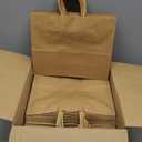 Bakepacker 100-Pack Wide Large Size Paper Bags With Handles Bulk 12.6"x4.3"x10" Brown Party Kraft Shopping Bags
