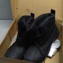 Furuian Winter Steel Toe Work Boots for Men Insulated Waterproof Work Boots for Men Steel Toe Shoes Mens Winter Snow Duck Booties (12, All Black)