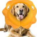 2 x MIDOG Inflatable Dog Cone Collar, Cute Lion Mane Recovery Collar for Large Medium Dogs, Soft Blow-Up Donut Alternative After Surgery, Anti-Lick Protective Neck E-Collar (XL, 21"-24") (Yellow, XL)