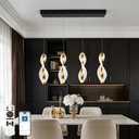 Modern LED Pendant Lights Kitchen Island, 4-Light Kitchen Chandelier, Dimmable 10-100%, Gold Adjustable Pendant Lighting with Remote & App Control for Kitchen, Dining Room