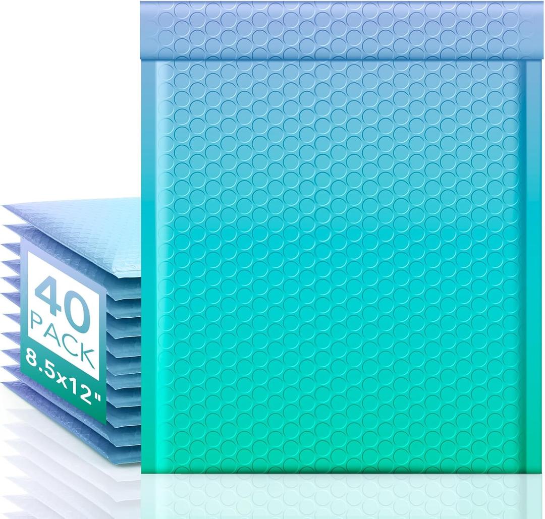 Fuxury Bubble Mailers 8.5x12" 40 Pack Padded Envelopes Usable Size 8.5x11" Thick Mailing Envelopes Bubble Opaque Padded Mailers Shipping Bags for Mailing Jewelry Makeup Small Business Fairyland Green