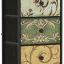 Tohomeor Small Dresser for Bedroom with Retro Flower Narrow Drawers Slim Chest of Drawers Skinny Nightstand Sofa End Table for Living Room Entryway Closet Storage (Multi, 4 Drawers) (11.8"D x 16.5"W x 36.8"H (4 Drawers))